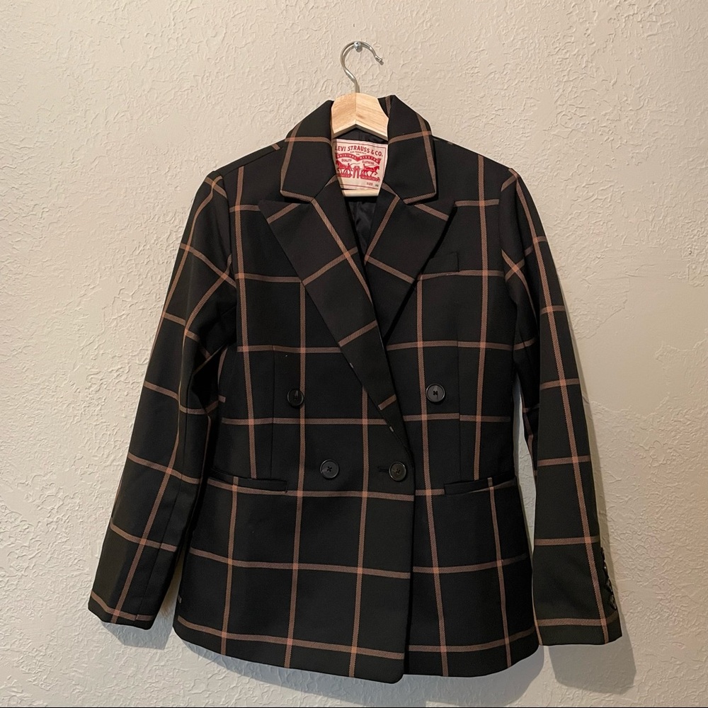 Levi’s Black and Tan Plaid Math Club Abner Blazer